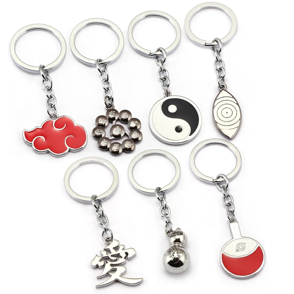 Anime Keychain Sasuke Key Reac Retiad Pendant Akatsuki Key Držiteľ kúzla postava Chaveiro Jewelry Souvenír Darček pre fanúšikov