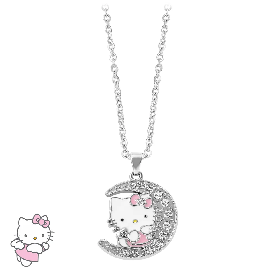 Anime Kitty Cat Moon Náhrdelník Cartoon postava mačiatko biely kov odznak prívesku náhrdelník golier kawaii šperky doplnky