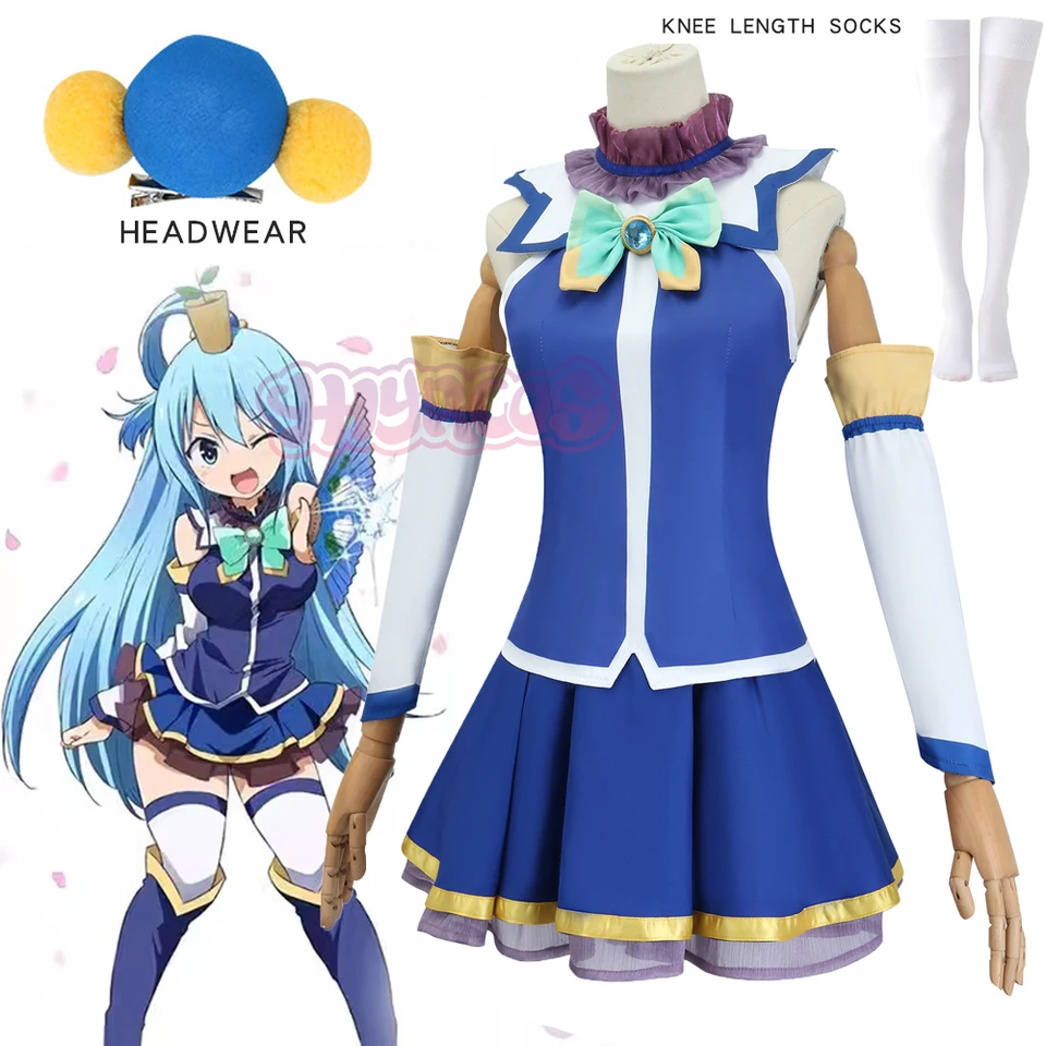 Anime Konosuba Božie požehnanie na tomto nádhernom svete Cosplay Aqua Kostým Uniforma Parochňa parochňa Set Party Outfit pre ženy mužov