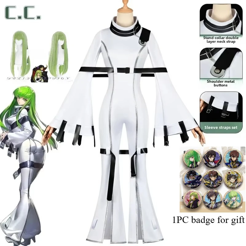 Anime kód Geass Queen CC Cc Cosplay kostým Ženy Zelená parochňa Uniforma CC Role Hra