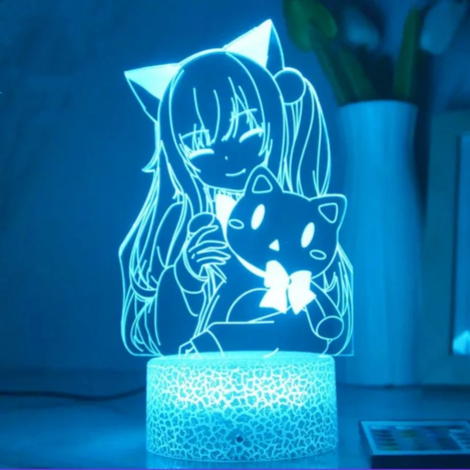 Anime lampa roztomilé dievča 3D nočné svetlo nacho neko akrylové LED nočné svetlo 7/16 farby sexy ženy stolové lampy pre dekoráciu spálne