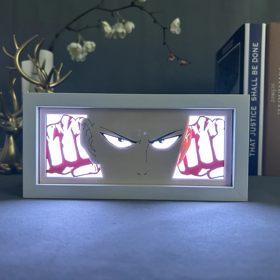 Anime LightBox One Punch Man Saitama LED LEGE LIGHT Box pre dekoráciu v spálni papier rezaný tieňový box narodeniny darček nočná nočná lampa nočná lampa