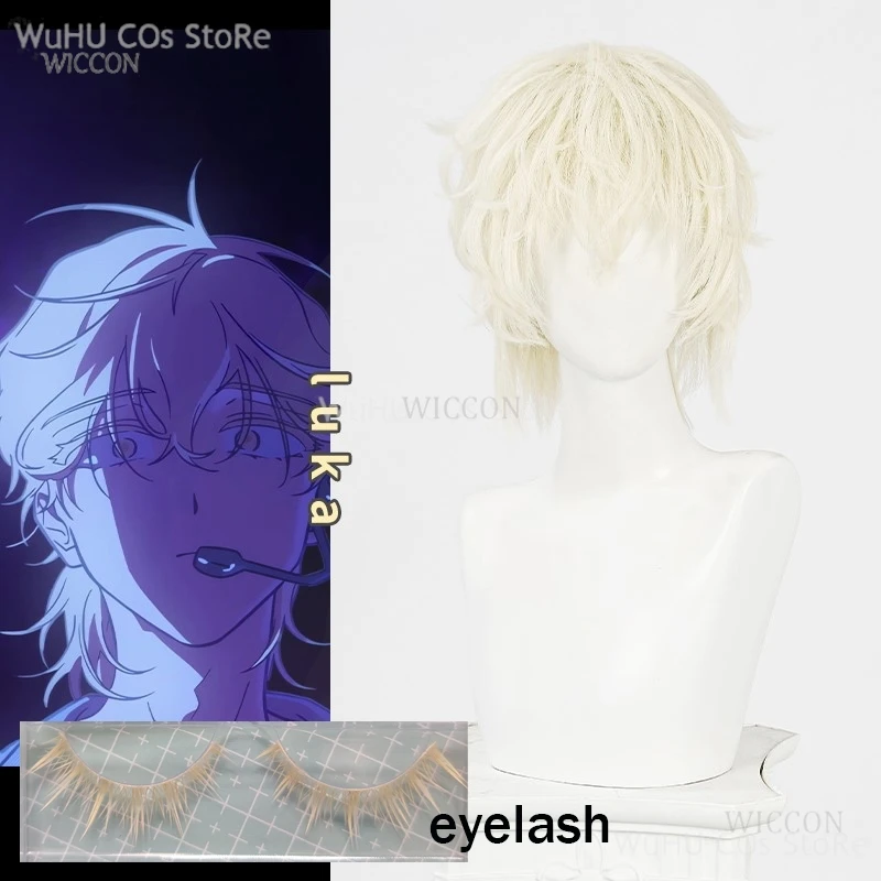 Anime luka cos cudzie pódium r7 cosplay parochňa s krátkymi vlasmi Halloween Party rola hraním pre mužov Zlatá parochňa zviazanie Cospalying