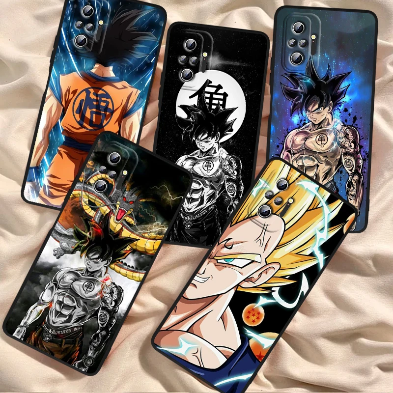 Anime Luxusný D-Dragon Ball pre Xiaomi Redmi Note 13 12R 12S Turbo 11 11T 11S 10S Pro Plus 5G Čierny mäkký puzdro
