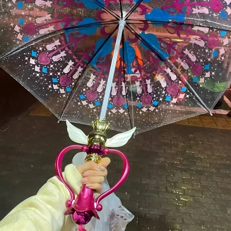 Anime Magic Stick Moonlight dáždnik Druhá generácia Čisté LED svetlo LED Transparentný dáždnik kostým Cosplay show rekvizity dievčenský darček