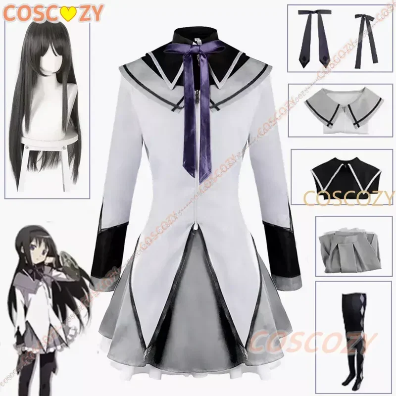 Anime magické dievča Puella Magi Madoka Magica Homura Akemi Cosplay kostým bojové uniformy parochne ponožky pre Mahou Shoujo Comic Con