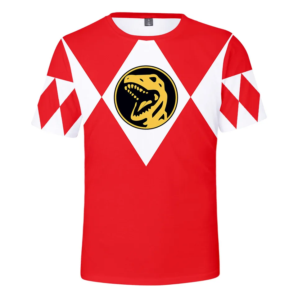 Anime Mighty Morphin 3D tlačený krátky rukáv Spevná farba O-krk Mäkké tričko Men topy Tee unisex tričko Cosplay kostým Cosplay
