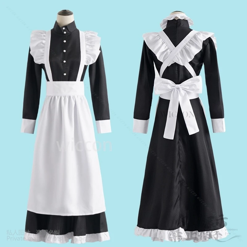 Anime mimozemské pódium cosplay cosplay mizi kostým čierne biele slúžky šaty lolita parochne pre halloween vianočné ženy