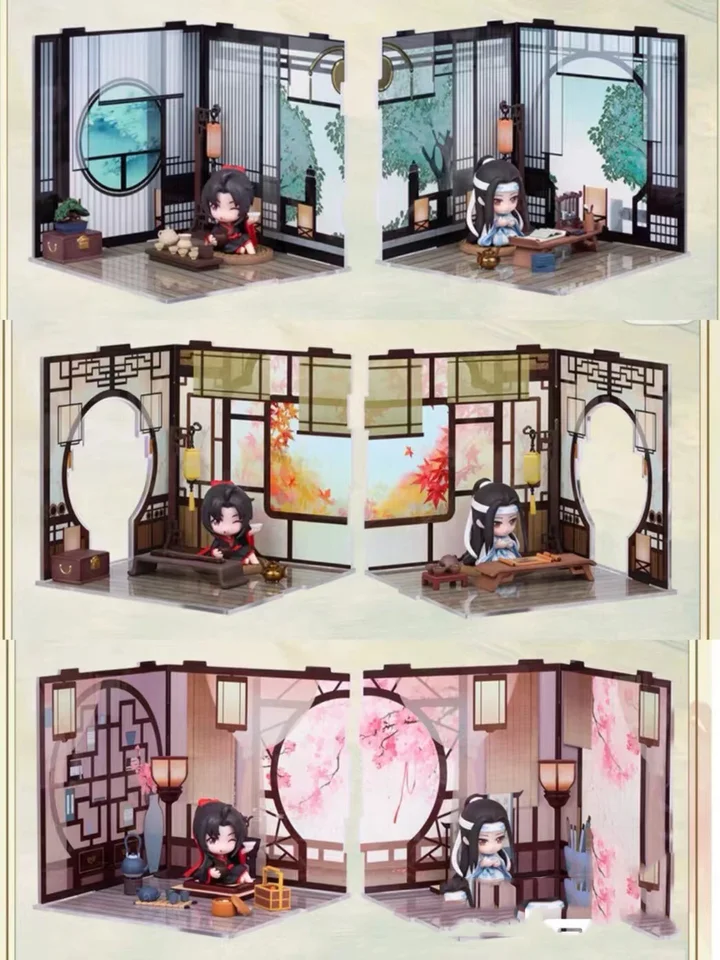 Anime mo dao zu shi akčná figúrka hračky Wei Wuxian Lan Wangji Bath Shower Sprcha Antique Interiér Inštalácia