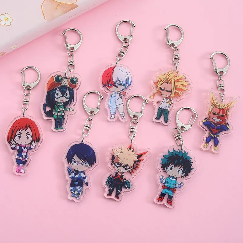 Anime My Hero Academia Acryl Keychain Accessary Cartoon Funny Bag Darček darček roztomilý kúzlo kúzla kľúče priatelia Fanúšikovia darčeky