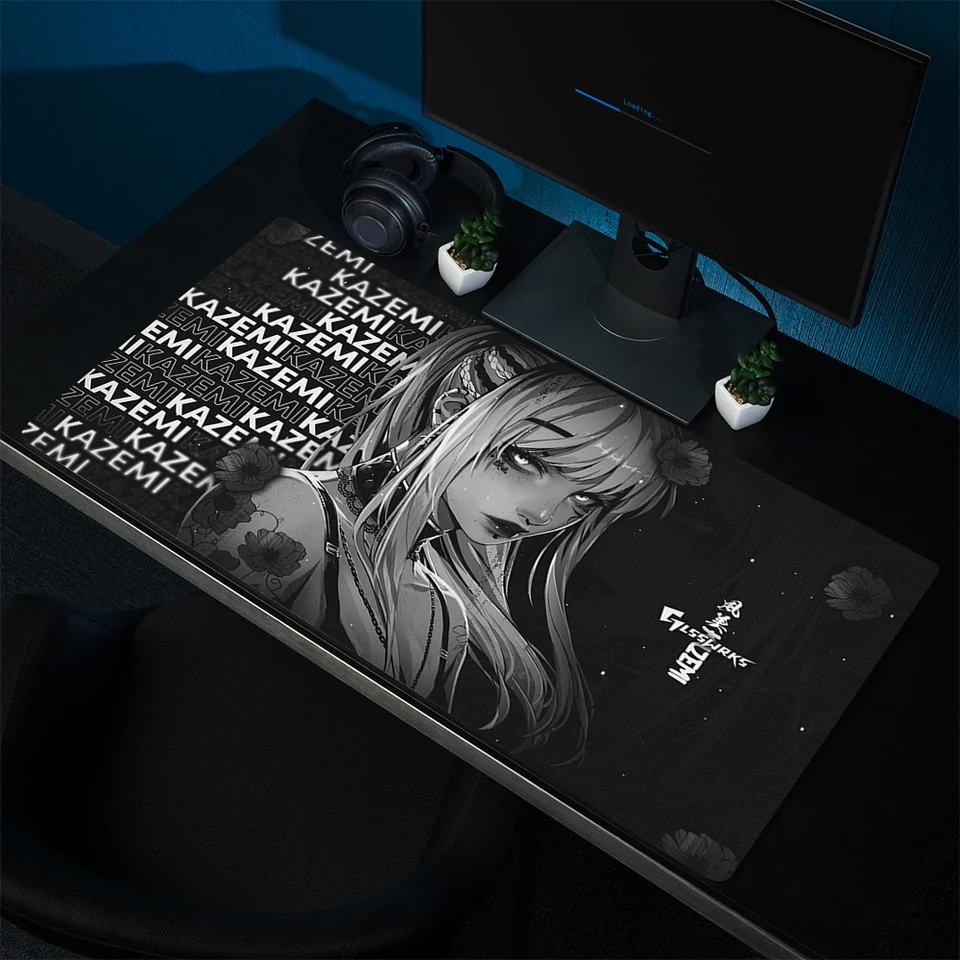 Anime nekĺzavá myš Mouth Mat Dark Kazemi Veľká myš Pad xxl Game Professional Rubber MousePad Akari Gaming Keyboard Mat Desk Mats