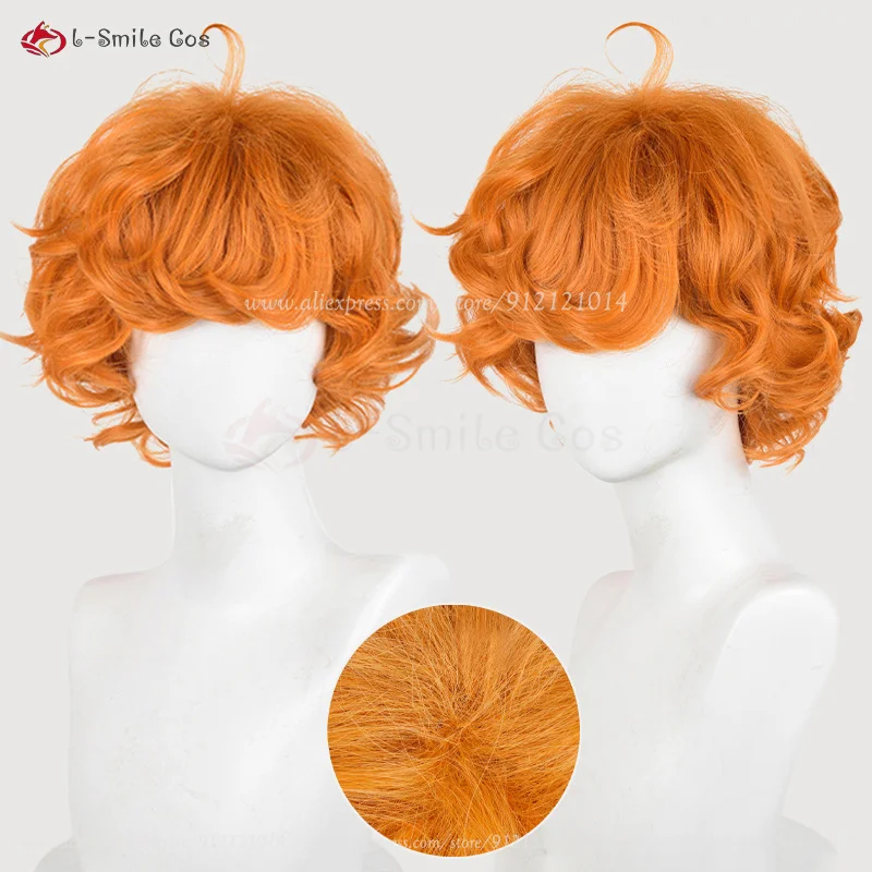 Anime nohavičky a pančuchy s podväzkovým parochňou Burifu Cosplay Parochňa 30 cm Stručne oranžové kučeravé vlasy odolné voči tepelnému Syntetickej parochne + parochňa
