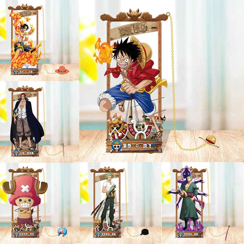 Anime One Piece akčné figúrky kovové záložky Karikatúra Luffy Zoro Ace Book Zberné hračky Zbierka Hračky pre deti pre deti Darček pre dospelých