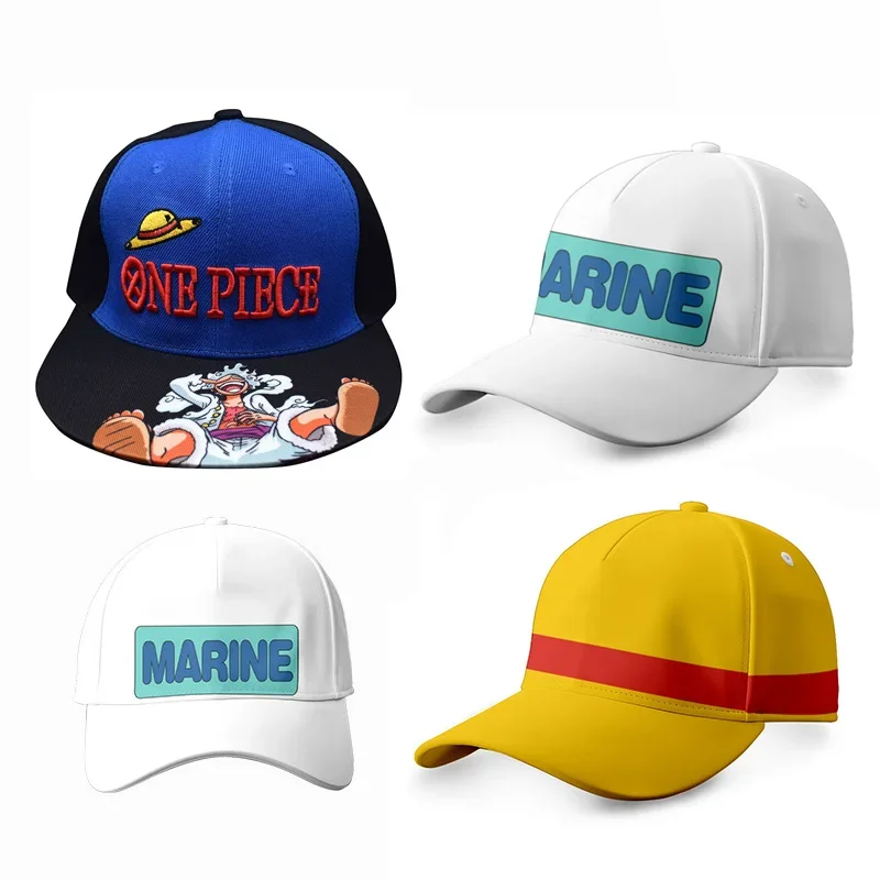 Anime One Piece Luffy Marine Baseball Caps for Men Women Karikatúra Cosplay nastaviteľné Snapback Spor Sun Hat Hračky Darčeky