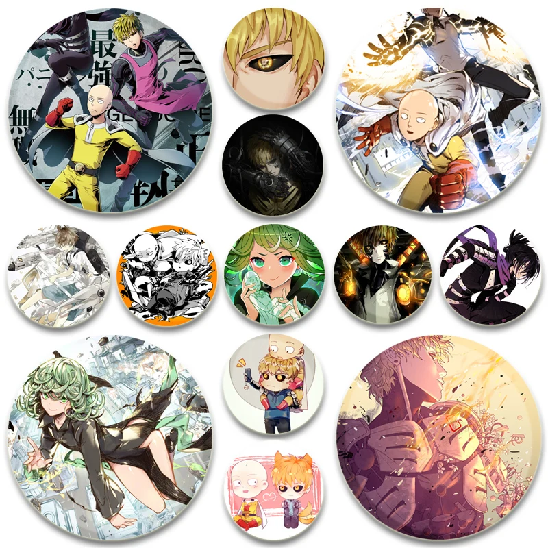 Anime One Punch Man Brošes Saitama Genos Jenos Sonic Tatsumaki Fubuki Garou Cartoon Badge Bunda Džínsy Lapel Pin Darčeky