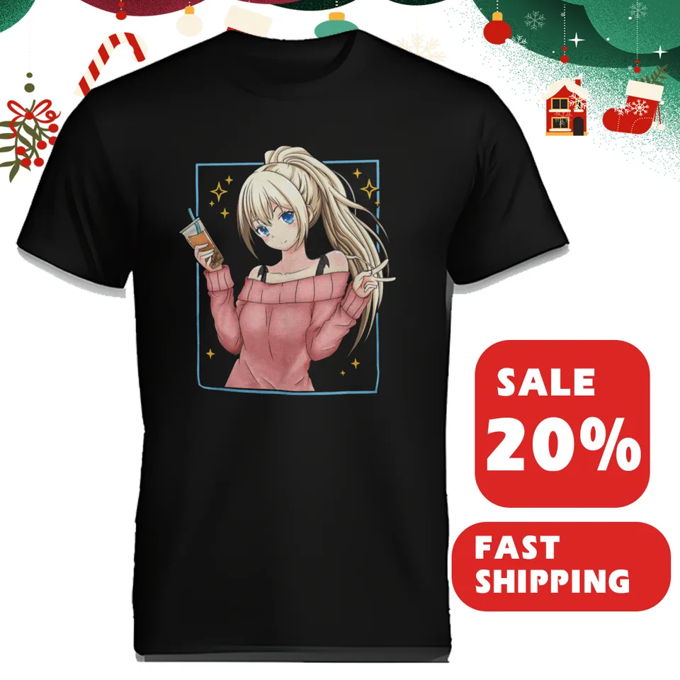Anime organické bavlnené pánske tričko pekné hentai waifu manga dievča otaku geek-