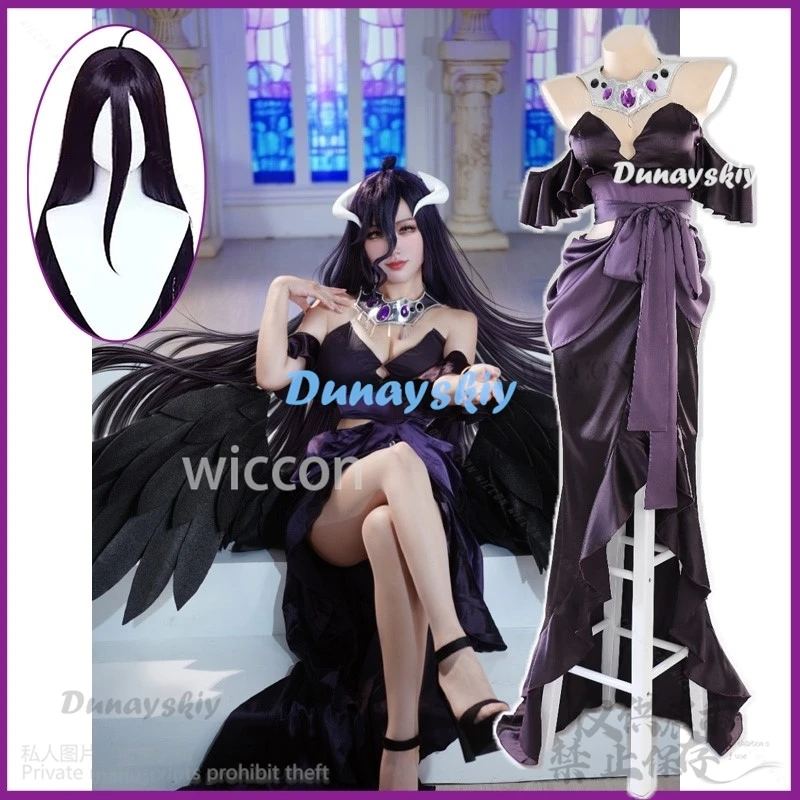 Anime Overlord Season 4 Cosplay Albedo kostým Sexy Up Slim Dress Rukomle