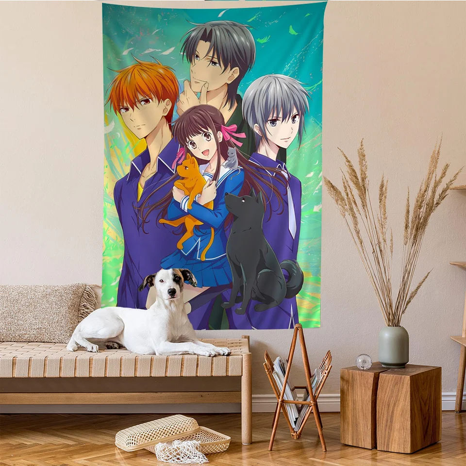 Anime ovocie kôš visiaci tarot hippie nástenné koberce na koľajové závesné plachty karikatúra tapiséria stena zavesenie dekorácie domácnosť