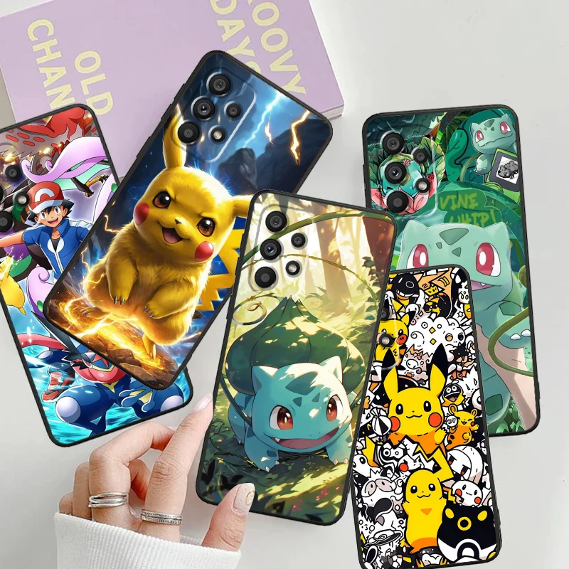 Anime P-Pokemon P-Pikachu pre Samsung Note 20 10 Ultra Plus A31 A14 A12 A70 A34 A25 A04 A05 A15 A24 5G Čierna puzdro TPU TPU