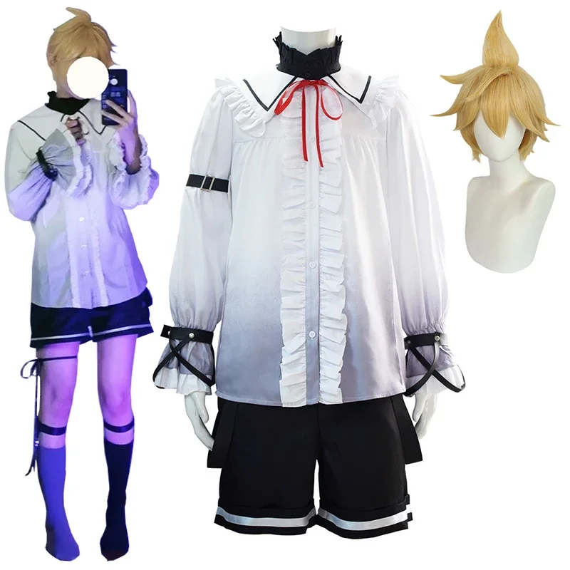 Anime PJSK na 25 kostým Cosplay Len Cosplay Kagamine Len Cosplay Uniforma Tops Tops Shows ponožky outfit halloween kostým pre ženy Men dievčatá
