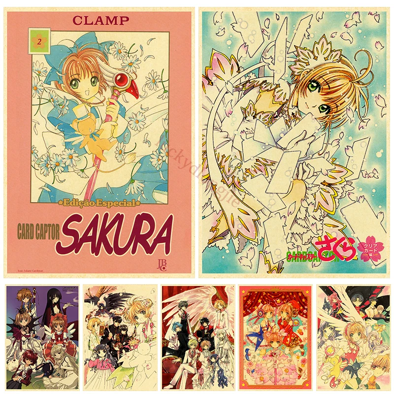 Anime plagát cardcaptor sakura anime miestnosť maľba maľba vintage kraft papier domov obývacia stena nálepky