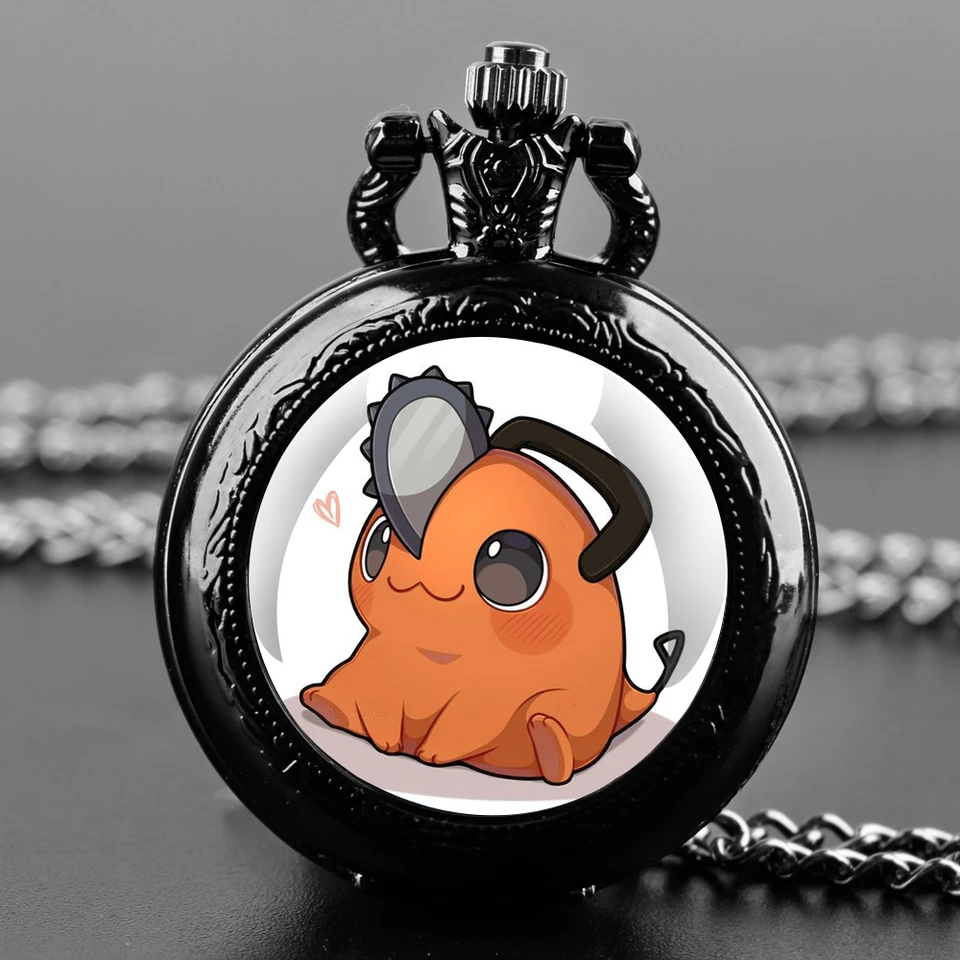Anime Pochita roztomilý dizajn Quartz Pocket Darček s darčekom s odolnou reťazou a arabskou číslicou tvárou nadčasový darček pre chlapcov