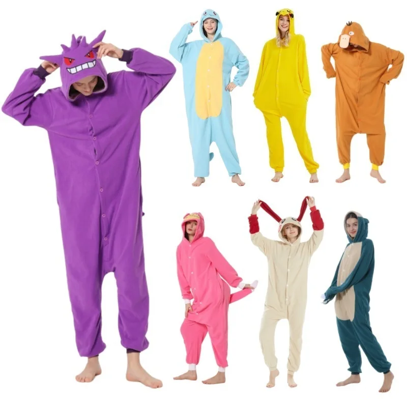 Anime Pokemon Cosplay pyžamy Johnny Turtle Pikachu Gengar Psyduck Bulbasaur kostýmy Halloween dospelých Anime Bulbasaur pyžamy
