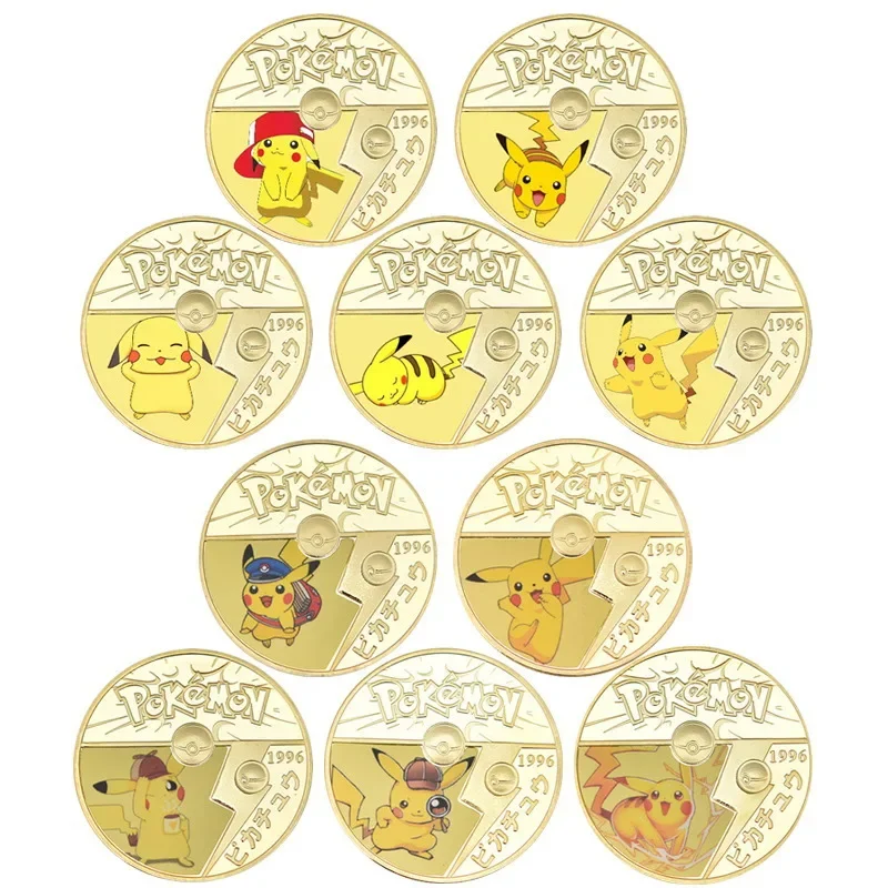 Anime Pokemon Gold Gold Gold Coin Game Pamätné mince Pikachu Gold Coin Game Collection Pokemon Cards Vianoce darček