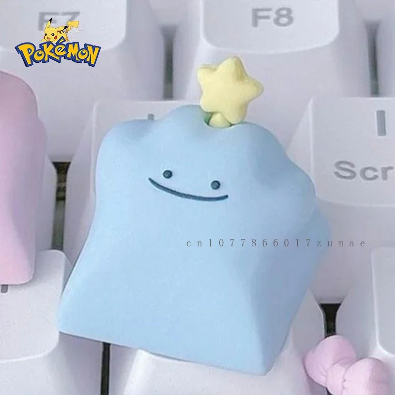 Anime Pokemon Resin Keycaps Blue Star Ditto DIY ručne vyrobená vlastná karikatúra Keycap pre mechanické klávesové doplnky Darčekové darčeky