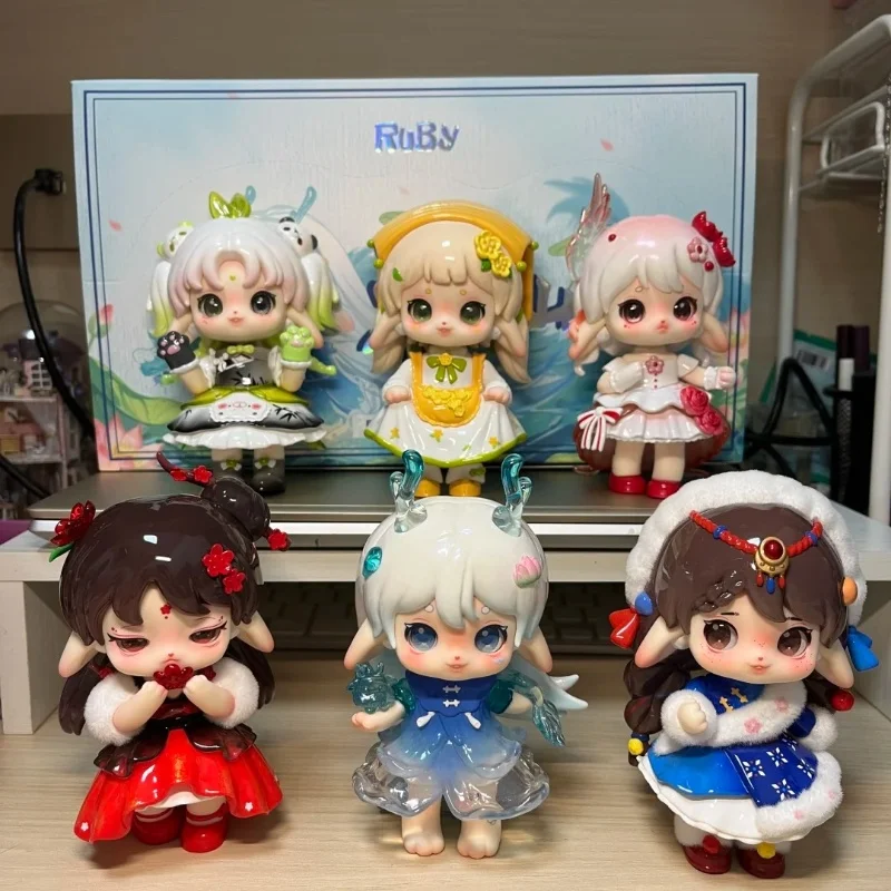 Anime postava Ruby Tea Fairy House Series Blind Box Cute Doll Model Model Desktop Collect Collection, Detské prekvapenie Chri