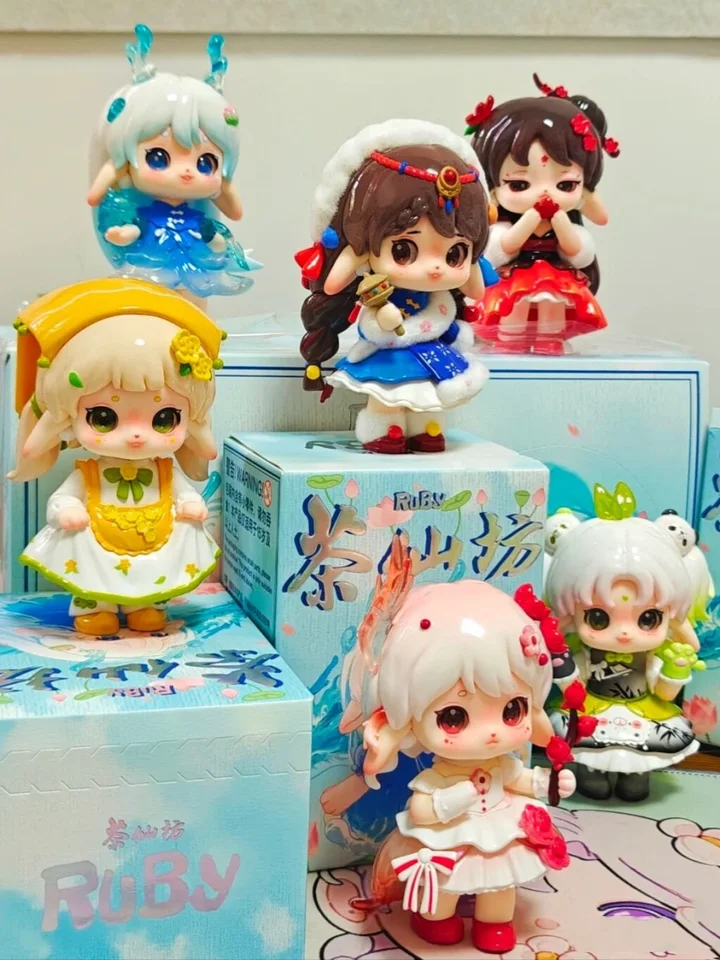 Anime postava Ruby Tea Fairy House Series Blind Box Cute Doll Model Model Desktop Collect Collection, Detské prekvapenie Chri