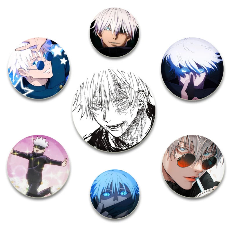 Anime postava Satoru gojou špendlíky karikatúry Cosplay odznaky ručne vyrábané brošňou pre danú brošň