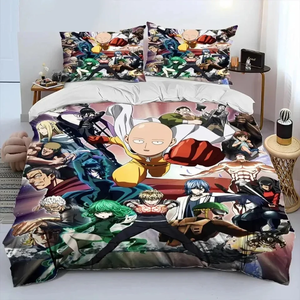 Anime s jedným-punchom muž Saitama Bedding Set Boys Dievčatá dvojča kráľovnej veľkosti obliečky na obliečka na vankúš
