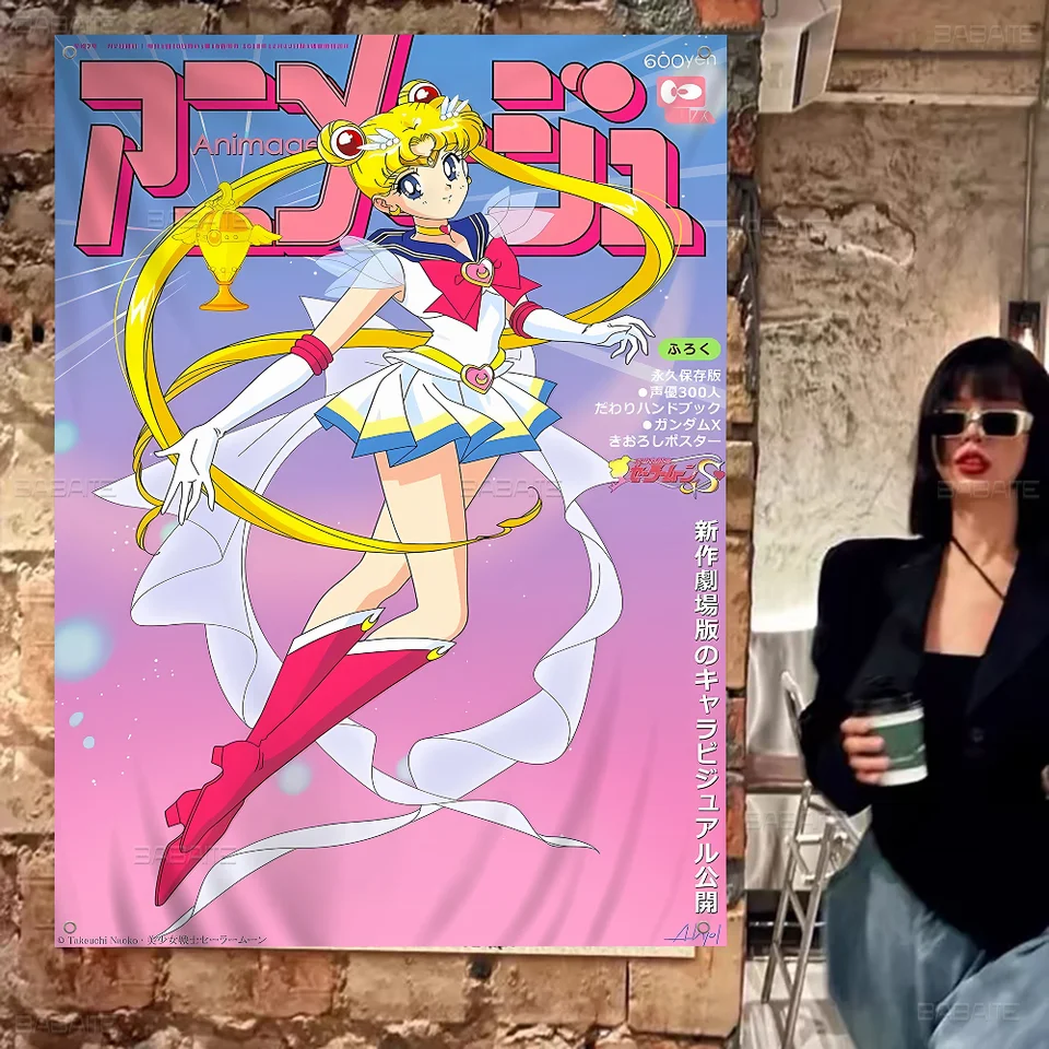 Anime S-Saillor M-Moon Cartoon Flag Wall zavesenie banner dekorácie domácnosť Domovod dekorácie
