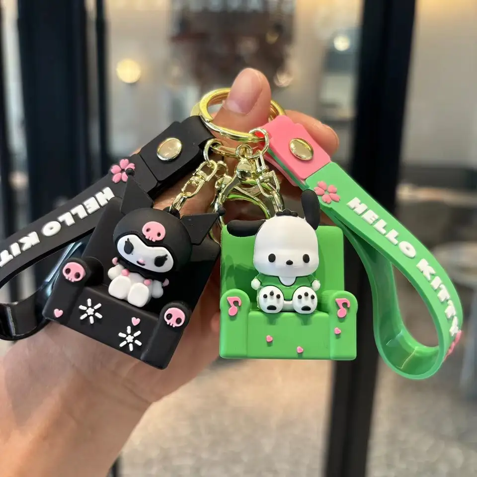 Anime Sanrio Cute Keychain Kawaii Kuromi Hello Kitty My Melody Cinnamoroll Car Keyring Creative Bag Prívesok pre deti pár darčekov