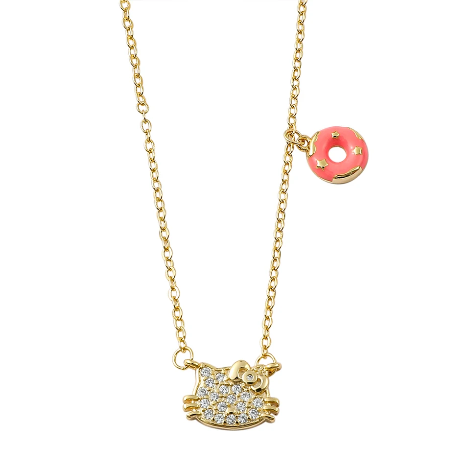 Anime Sanrio Hello Kitty Náhrdelník Roztomilý kreslený figúrka KT Cat Metal Reminestone prívesok Náhrdelník kúzlo šperky doplnky