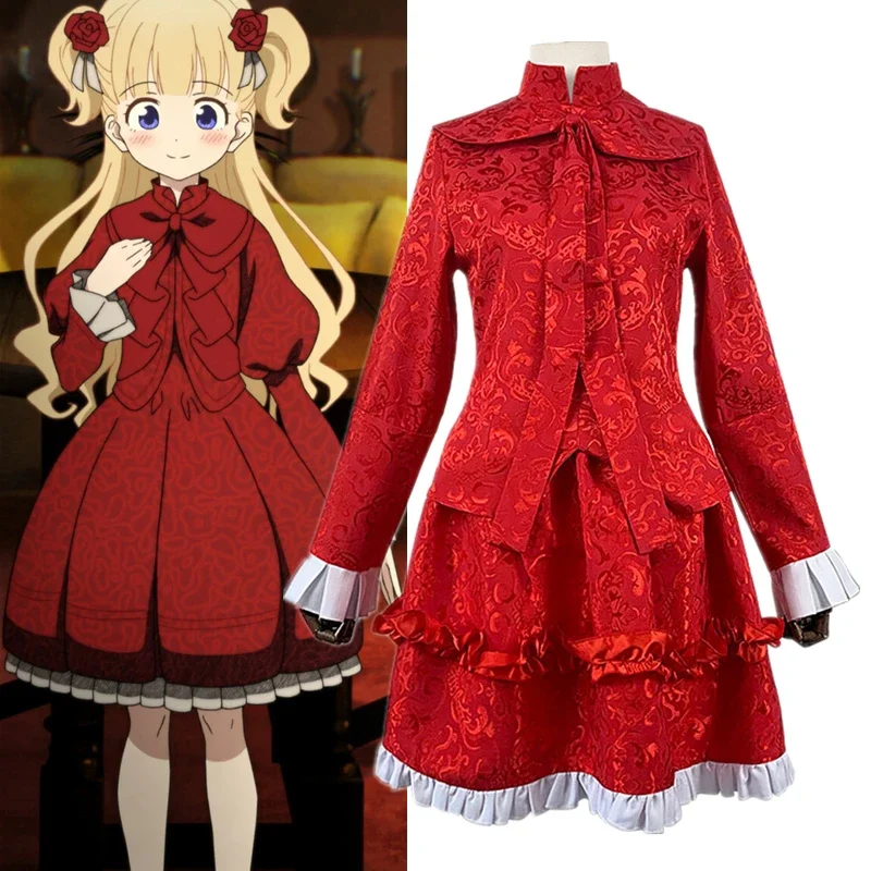 Anime Shadow House Cosplay kostým Kate Emilico Ženy Lolita Uniforma Halloween Party Red Top sukňa kravata slúžky obleky QW5698