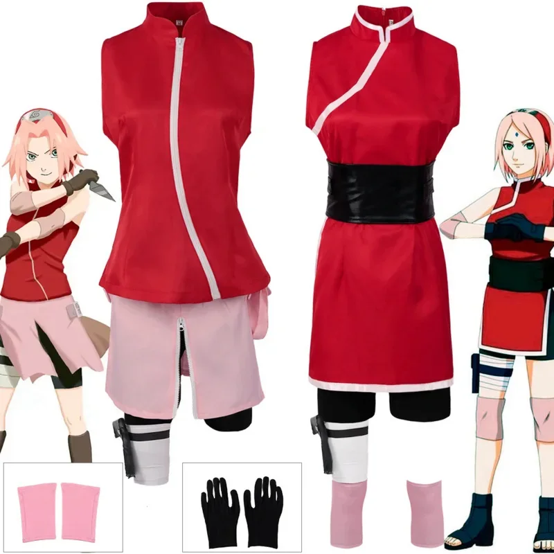 Anime Shippuuden Haruno Sakura Cosplay kostýmy detské oblečenie šaty Ninja Karneval uniformy Halloween darček pre dievčatá