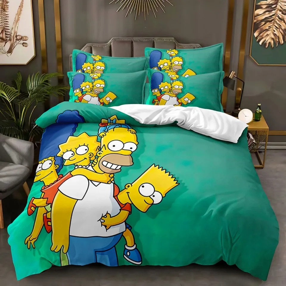Anime Simpsons Sady podstielky, súpravy obliečok Simpsons, Bart-Lisa King Veľkosť prikrývky pokrývajú vankúše pre deti adolescentov