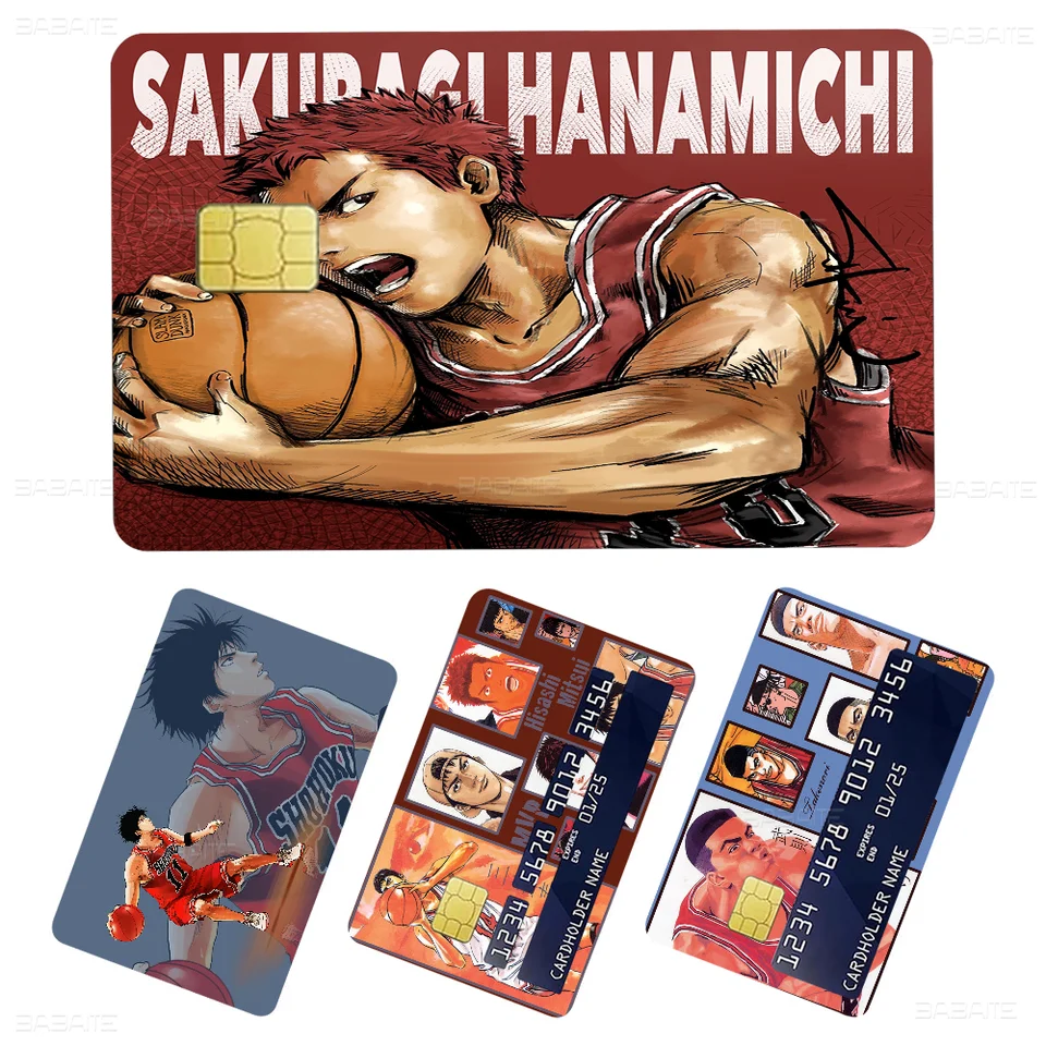 Anime Slam Dunk Game Anime Sticker Film Cover Cover Puzdro pre malé veľké kreditné kreditné karty bez čipovej kreditnej karty prednú stranu