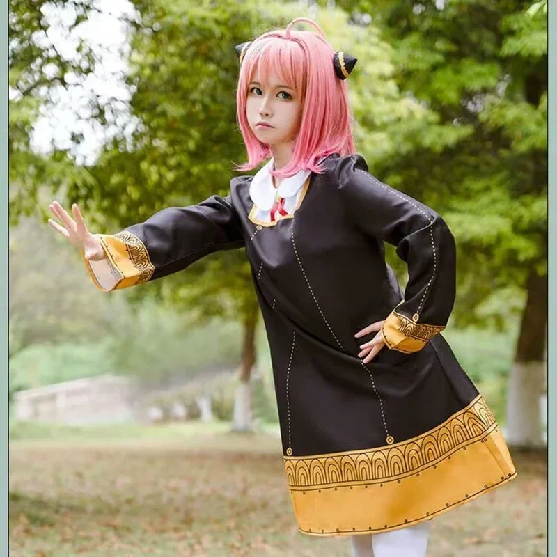 Anime Spy x Family Anya Folker Cosplay kostým Deti Dospelí Čierne šaty Kawaii Dievčatá Dievča