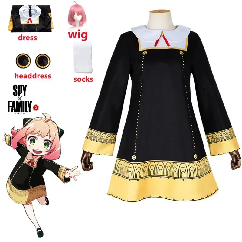 Anime Spy X Family Anya Folker Cosplay kostýmy deti Halloween Ania Cosplay Uniforma parochňu vianočný darček pre detské dievčenské šaty