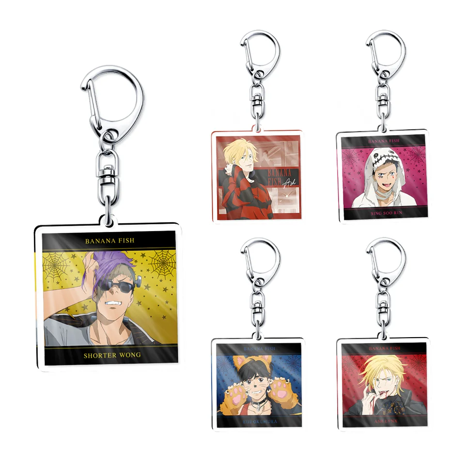 Anime Store kúzlo banán ryby Eiji Okumura Ash Lynx Ani-art Acryl HD Postavy Klávesové kľúče prívesok Ornament Collection asi 6 cm