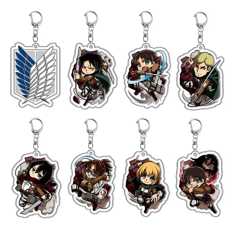 Anime Titan Keychain Cosplay akrylové kľúče prívesok prívesok Keyring Props Dospelé deti vianočné darčeky