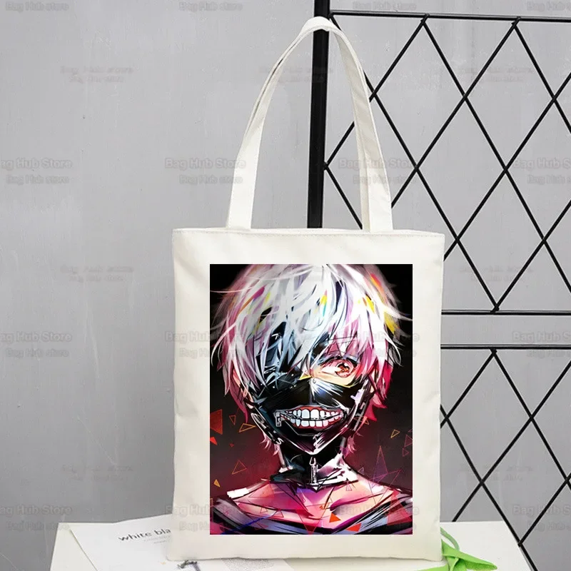 Anime Tokio ghoul Kaneki Ken Cool Manga Cartoon Canvas Ramer Bag Female Harajuku Funny Eco Environmental Shopper Bag Bag