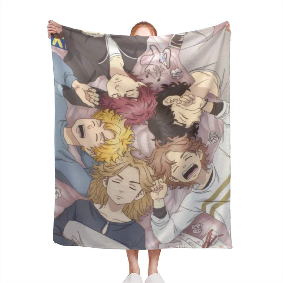 Anime-Tokyo-Revenger Pohodlný flanne prikrývka Fluffy Soft Sped IROME DECORE HORKETY PRIPOJENÉ PRIPOJENIE DOMÁCNOSTI DOMÁCI