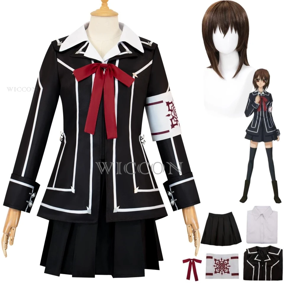 Anime upír rytier Kuran yuki cosplay kostým Kurosu yuki parochňa čierna jk školská uniforma sukňa dospela žena Kawaii Campus Suit