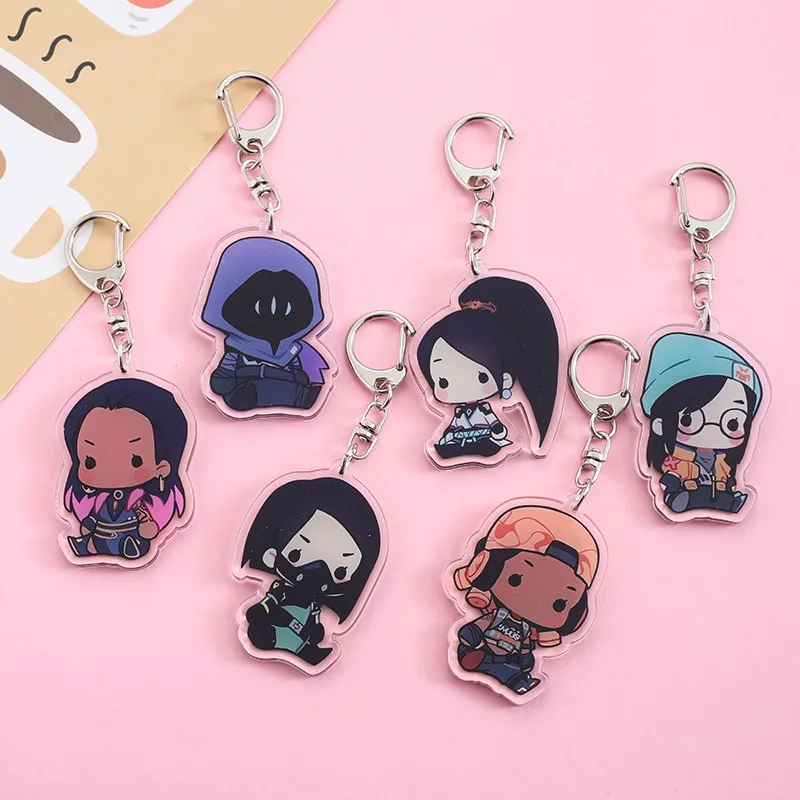 Anime Valerant akrylové keychainové prístupy kresliteľné vtipné tašky Prívesok roztomilý kreatívny kúzlo auto kľúče Fanúšikovia Fanúšikovia darčeky