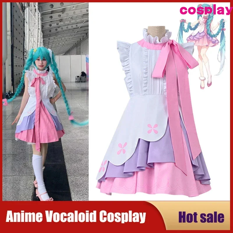 Anime vokalid Miku cosplay rapunzel wonderland midi šaty oblečenie začiatočník Budúc