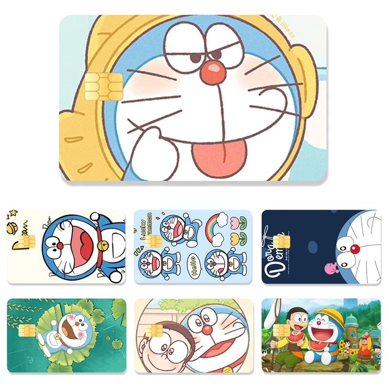 Anime Waterproof Doraemon Credit Card Debetné nálepky DIY Cartoon Melody pokerové nálepky Filmová páska Skiny malé stohy